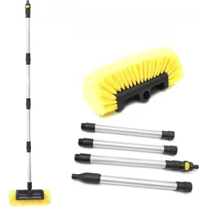 60"  Wash Brush with Long Handle Soft Bristle Scrub Cleaning Mop with Extendable Handle for  SUV  Caravan Boat Solar Panel House Siding, Sweep Snow, Yellow
