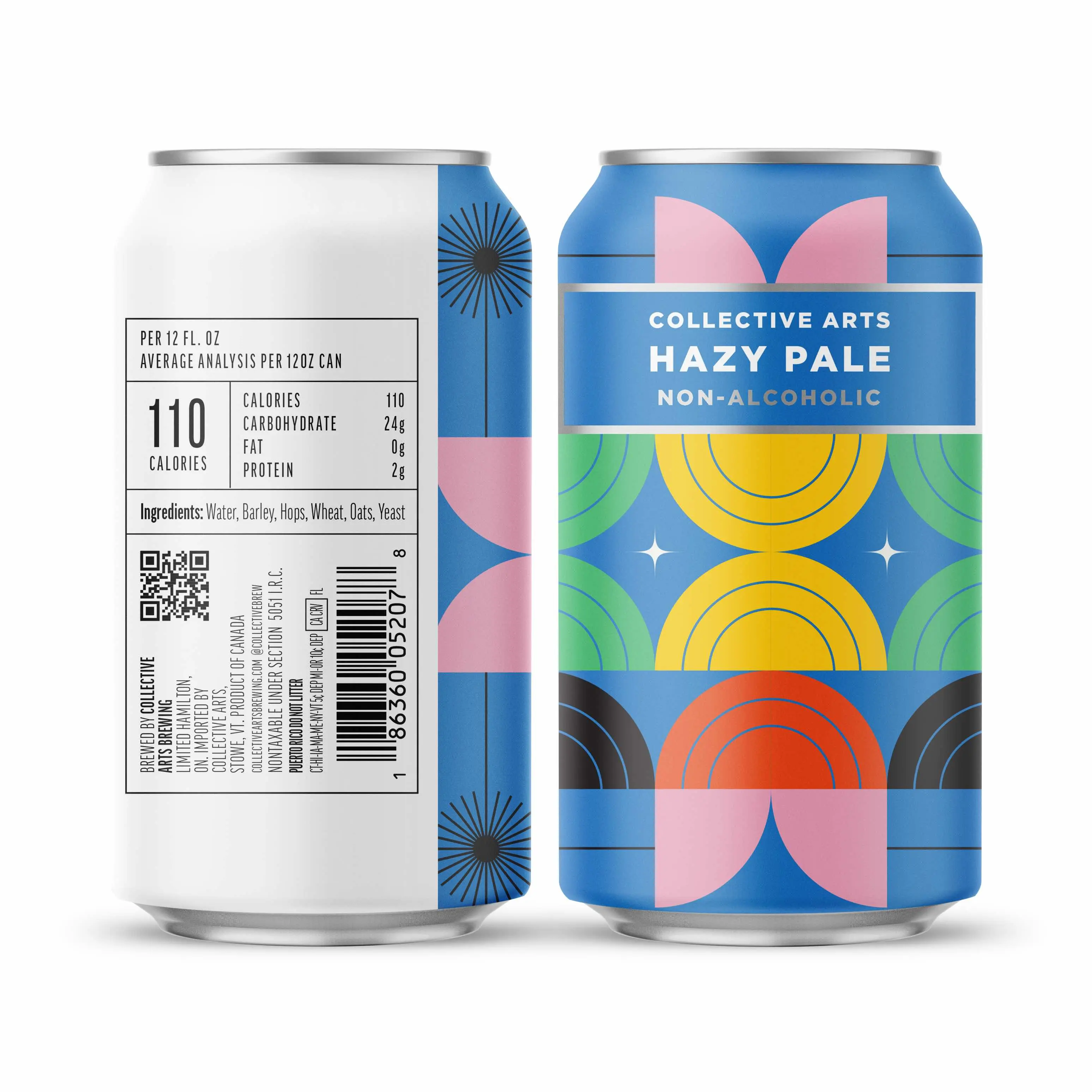 Collective Arts Hazy Pale Non-Alcoholic Malt Beverage, Citrusy Brew with Tropical Fruit Aromas and Bright Red Cherry Notes, 12 fl. oz.