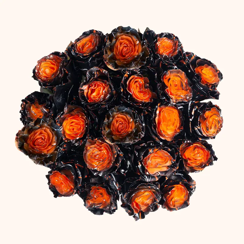 Halloween Spooky Orange & Black Tinted Roses