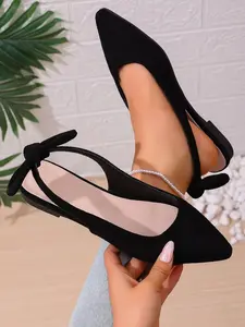 Women's Elegant Hollow Out Bow Flat Sandals, Summer Beach Vacation Casual Shoes, Comfortable Fashion Footwear, Minimalist Design