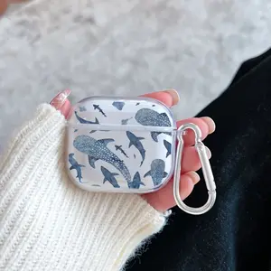 Oceanic Fish Reverie Pattern TPU Soft Protective Case for Apple AirPods 4/3/2/1/Pro/Pro2 Transparent Earphone Cover with Keychain Attachment