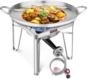 ARC 200,000 BTU Stainless Steel Propane Stove and Concave Comal para Tacos,23 Inches Heavy Duty Mexican Discada Disc Cooker, Great for frying and tortillas