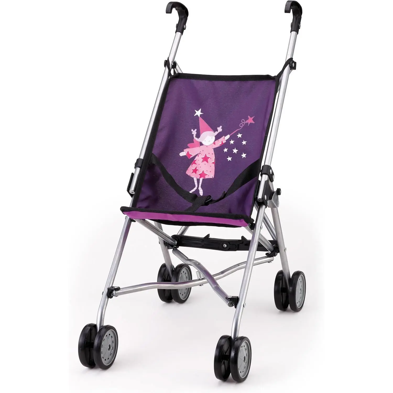 Fairy Purple Baby Doll Stroller for 18 Inch Dolls & Plush Toys | Lightweight Foldable Buggy with Durable Compact Frame, Smooth Rolling Wheels, and Safety Belt, Doll Pushchair