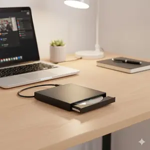 USB Portable CD/DVD Drive Burner Writer for Laptop & Desktop | External Optical Disc Player | Plug & Play, Windows Mac Compatible, Supports Data Backup, Music Video Burning, Software Installation