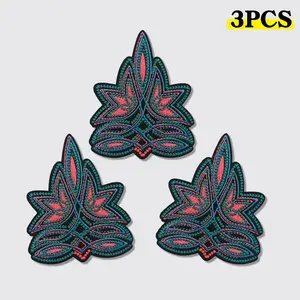 3PCS Boho Celtic Knot Maple Leaf  Embroidery Iron-On Patch (3 in) - DIY Needlework Accessory for Trucker Hats, Knitting Projects, Handmade Toys