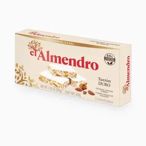 El Almendro Turrones, Turron Duro Nougat Christmas Candy, Crunchy Almond Torrone From Spain, Traditional Spanish Brittle, Holiday Dessert, Gluten Free, 1 Box, 7oz.