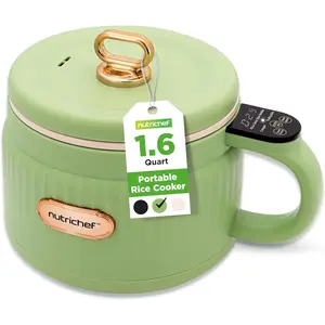 16 qt portable electric rice cooker lunch maker multifunctional nonstick ceramic coating digital control panel 6 cook functions rice soup stew porridge more green