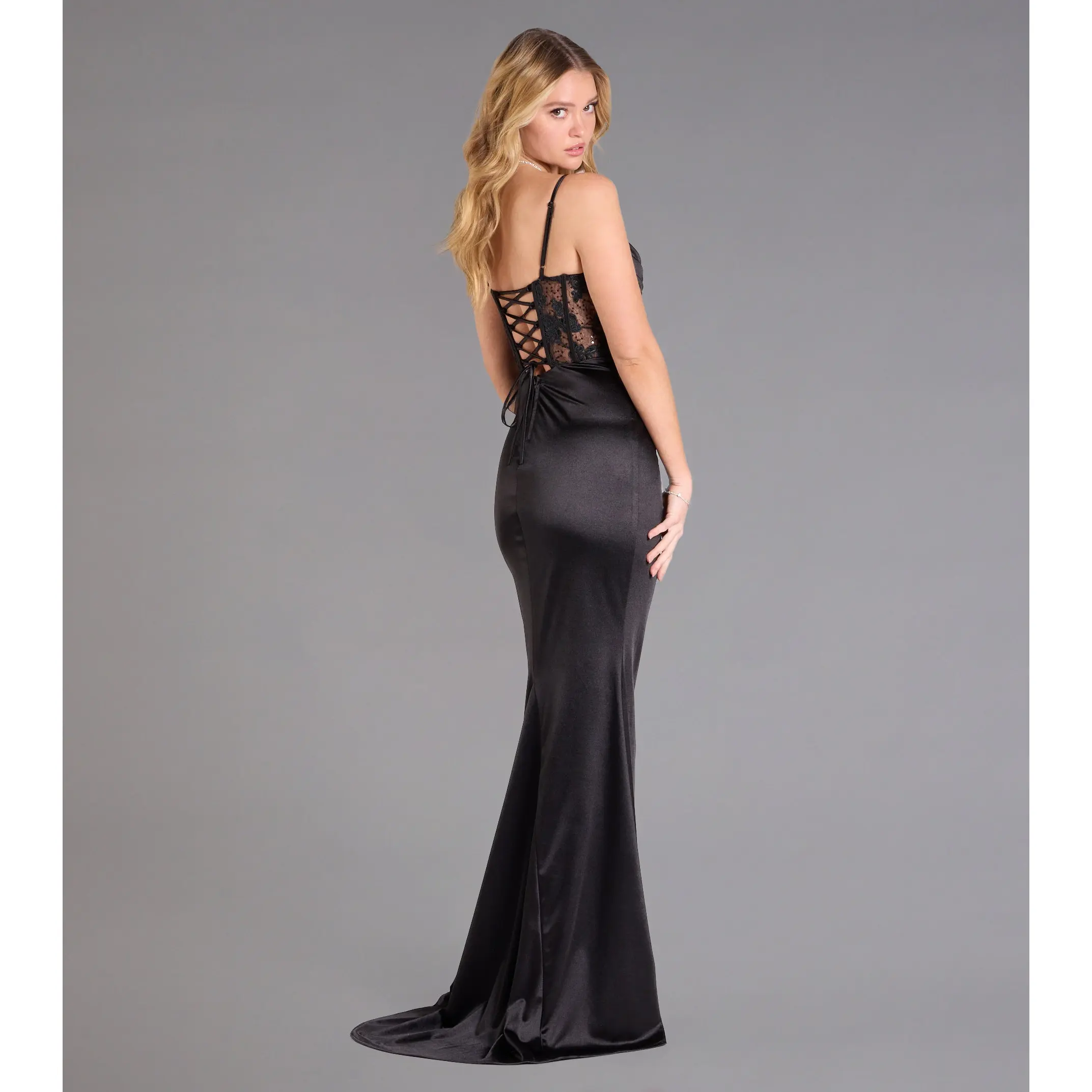 Idra Lace Corset Satin Wrap Formal Dress - TikTok Shop