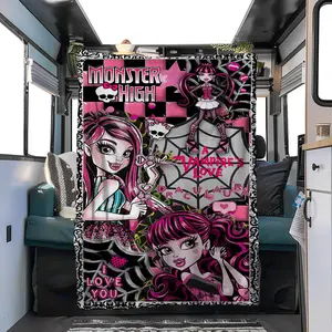 Monster High (23) Pattern Soft and comfortable flannel blanket, home living room sofa, nap time, camping, machine washable all season blanket, holiday gift for family, friends, and movie fans.
