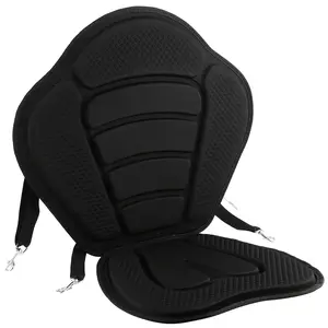 Inflatable Kayak Seat Cushion with Back Support & Storage Bag - Ergonomic Comfort, Secure Straps for Paddle Board, Surfing, Kayaking - Black, Kayaking Accessories, Sturdy Construction