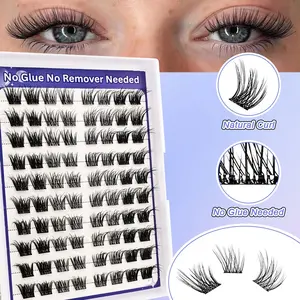 80 Cluster Self-Adhesive Fluffy Lash Clusters for Cat Eye Look, Plush and Voluminous, DIY at Home Eyelash Extensions