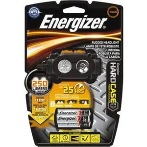 Energizer TUFHD31PE Hands-Free Flashlight - 2 Red, Green, White LED Bulbs, 160 Lumens, Black-Gray Plastic Body, 3 AA Alkaline Batteries Included