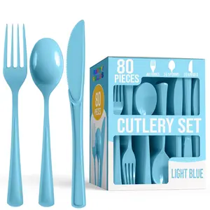 Heavy Duty Light Blue Cutlery Combo | 7.5 in. | 80 Count