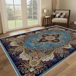 Vintage Floral Pattern Area Rug, Non-slip Soft Floor Mat, Machine Washable Decorative Carpet for Home Living Room Bedroom Kitchen, Room Decor, Vintage Boho Rug