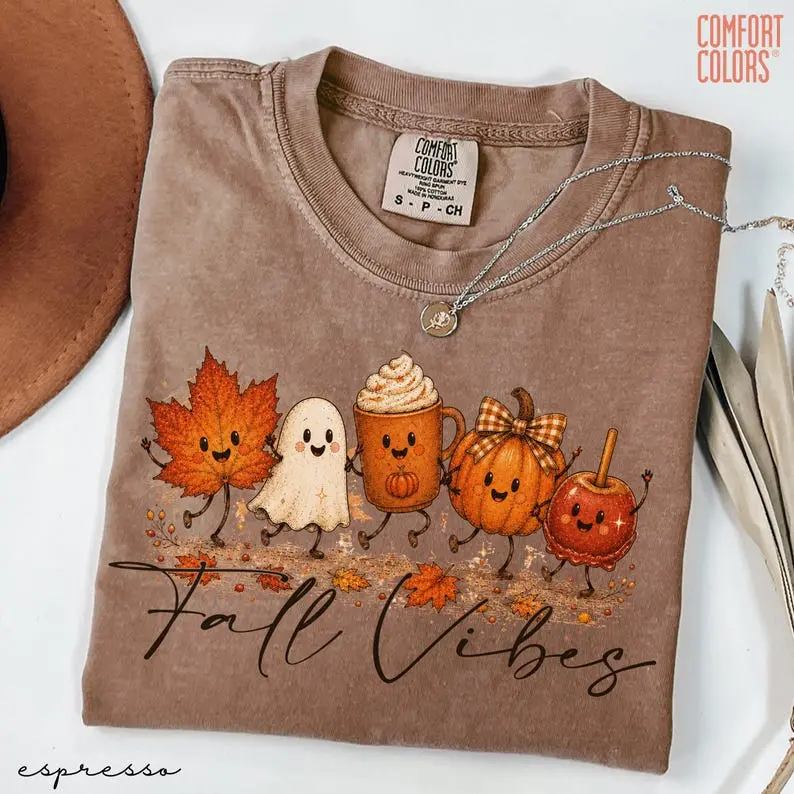 Comfort Colors Fall Pumpkin Shirt, Autumn Vibes Graphic Tee, Thanksgiving T-Shirt, Cozy Pumpkin Season Apparel, Fall Mom Shirt, Thankful Tees