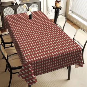 JIT 1pc 2D flat rust-red checkered rectangular tablecloth, for kitchen, living room, and dining table, kitchen accessory, party, room & outdoor decorative tablecloth, a tablecloth gift for friends