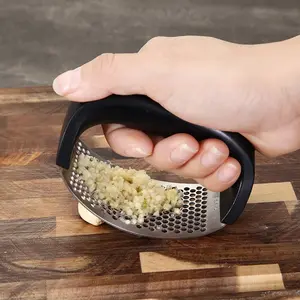 Stainless Steel Garlic Press, Ergonomic Handle, Easy to Use, Practical Kitchen Tool, High-Quality Stainless Steel, Comfortable Grip