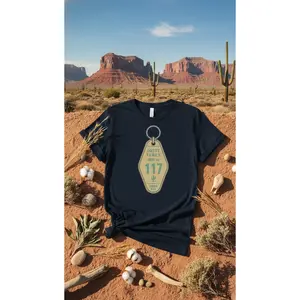 Dusty Trails Motel Key Tag – Organic Cotton Western Tee