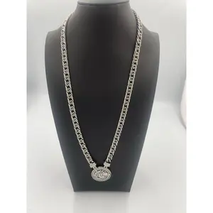 UNIQUE 22in 7.2mm Diamond Cut Double Link w/ Custom Horse Pendant! 925 Sterling Silver - (SG-24)