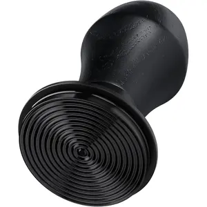 58.5mm Espresso Coffee Tamper V4 - Spring  Tamper With Titanium PVD Coating Ripple Base -15lb / 25lb / 30lbs Replacement Springs, Genuine Black Oak  Handle