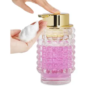 Glass Foaming Soap Dispenser, Clear  Hand Soap Dispenser, Bathroom 12 Oz Large Bottle with  Pump, Refillable Lotion Pump Container for Bathroom, Kitchen,Hand Soap, Dish Soap, Shampoo