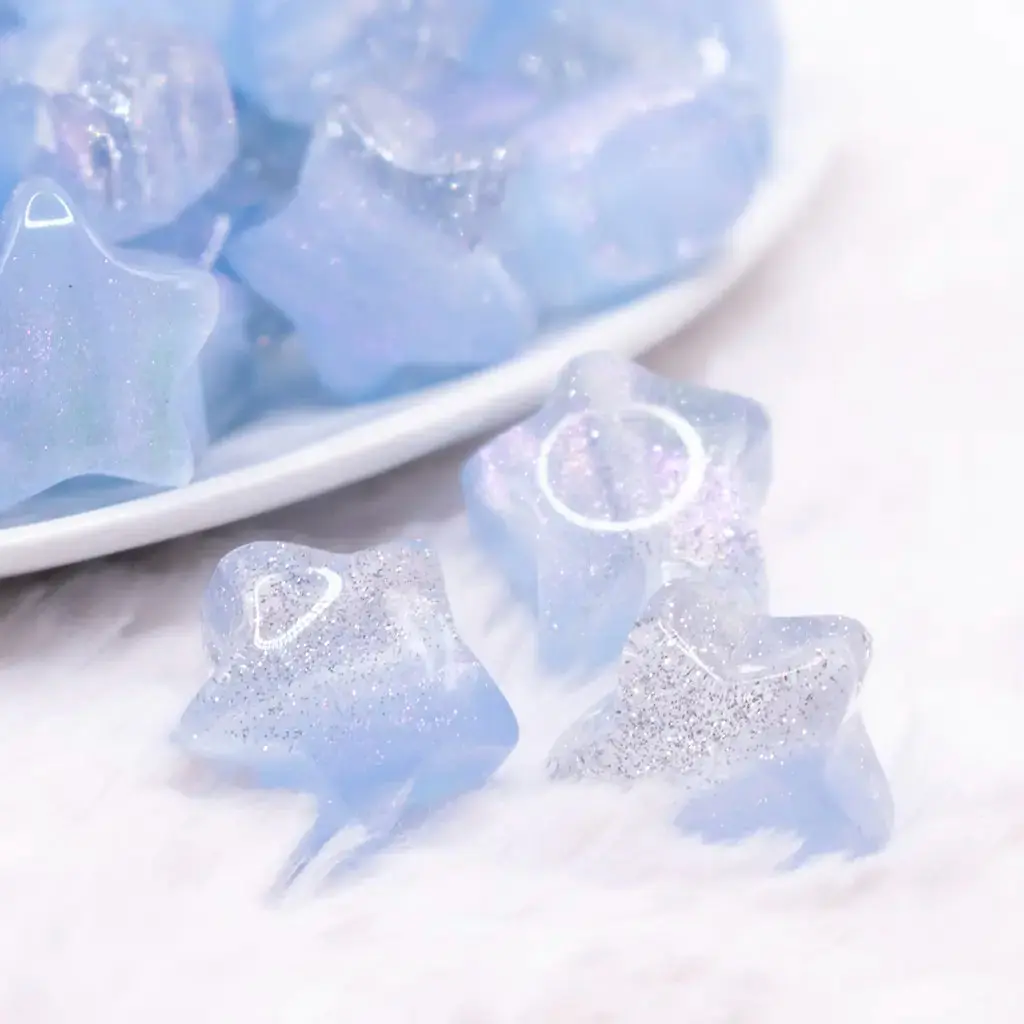 20mm Blue Opal Star Shaped Acrylic Beads
