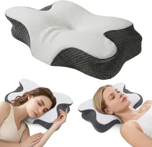 Cervical Neck Pillow for Pain Relief, Memory Foam Pillows for Neck and Shoulder Pain Relief, Ergonomic Contour Orthopedic Bed Pillow for Side Sleep, Stomach Sleeping and Back Sleeper, Suitable for Home and Outdoor Use