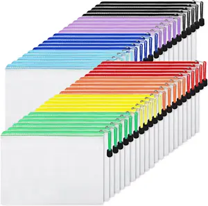 56 count Mesh Zipper Pouch Zipper Bag, Durable Pouches for Organization Puzzle Storage, Letter Size, A4 Size, for Office Supplies