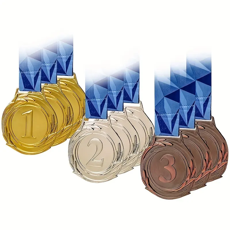 Premium Metal Winner Medals with V-Neck Ribbon - Perfect for Events, Sports, and Office Games