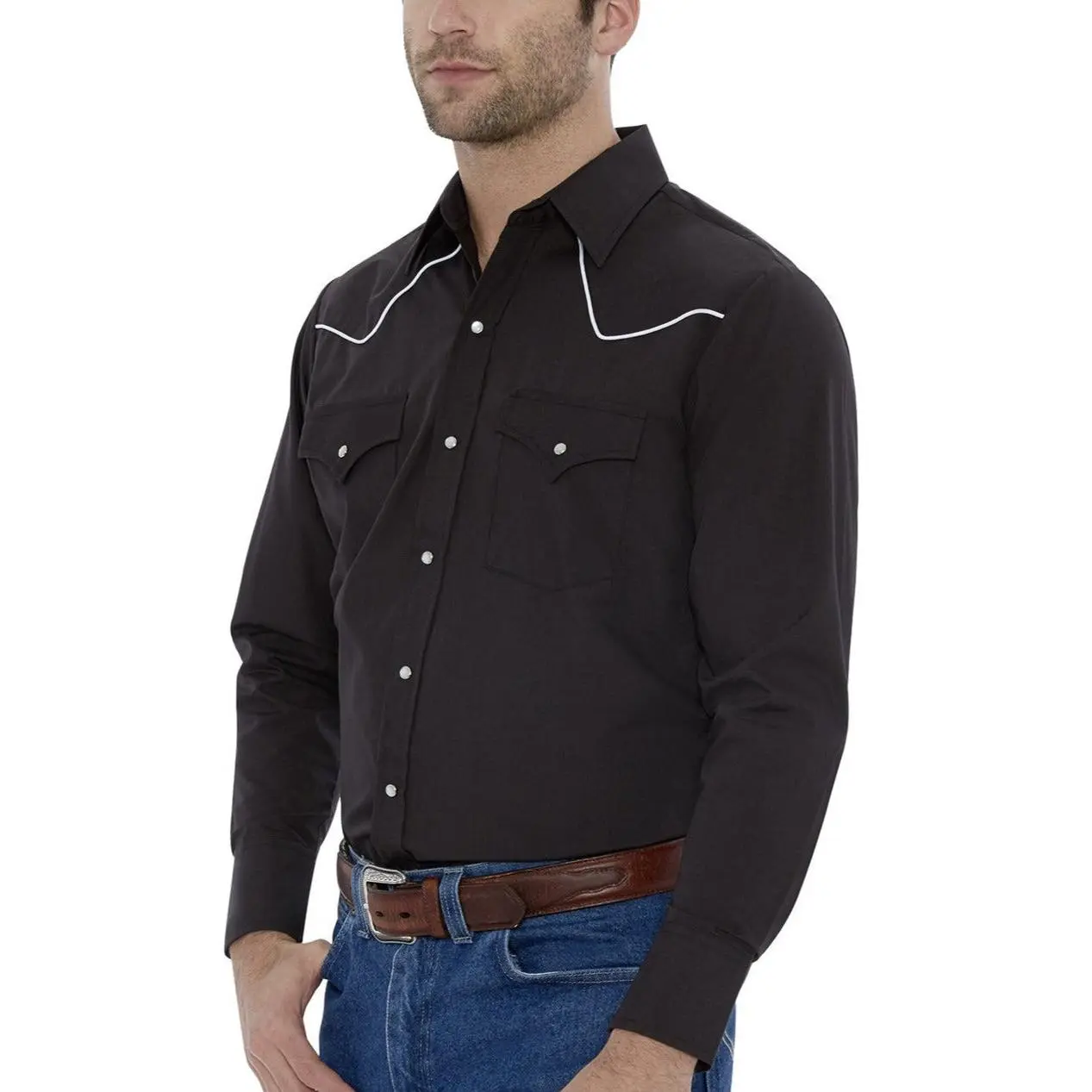 Men's Ely Cattleman Long Sleeve Western Snap Shirt with Contrast Piping