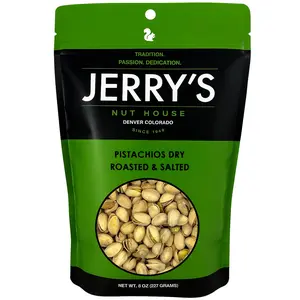 In-Shell Pistachios, Roasted & Salted - Jerry’s Nut House: Premium Nuts, Dried Fruit, and Assorted Snacks - 8oz