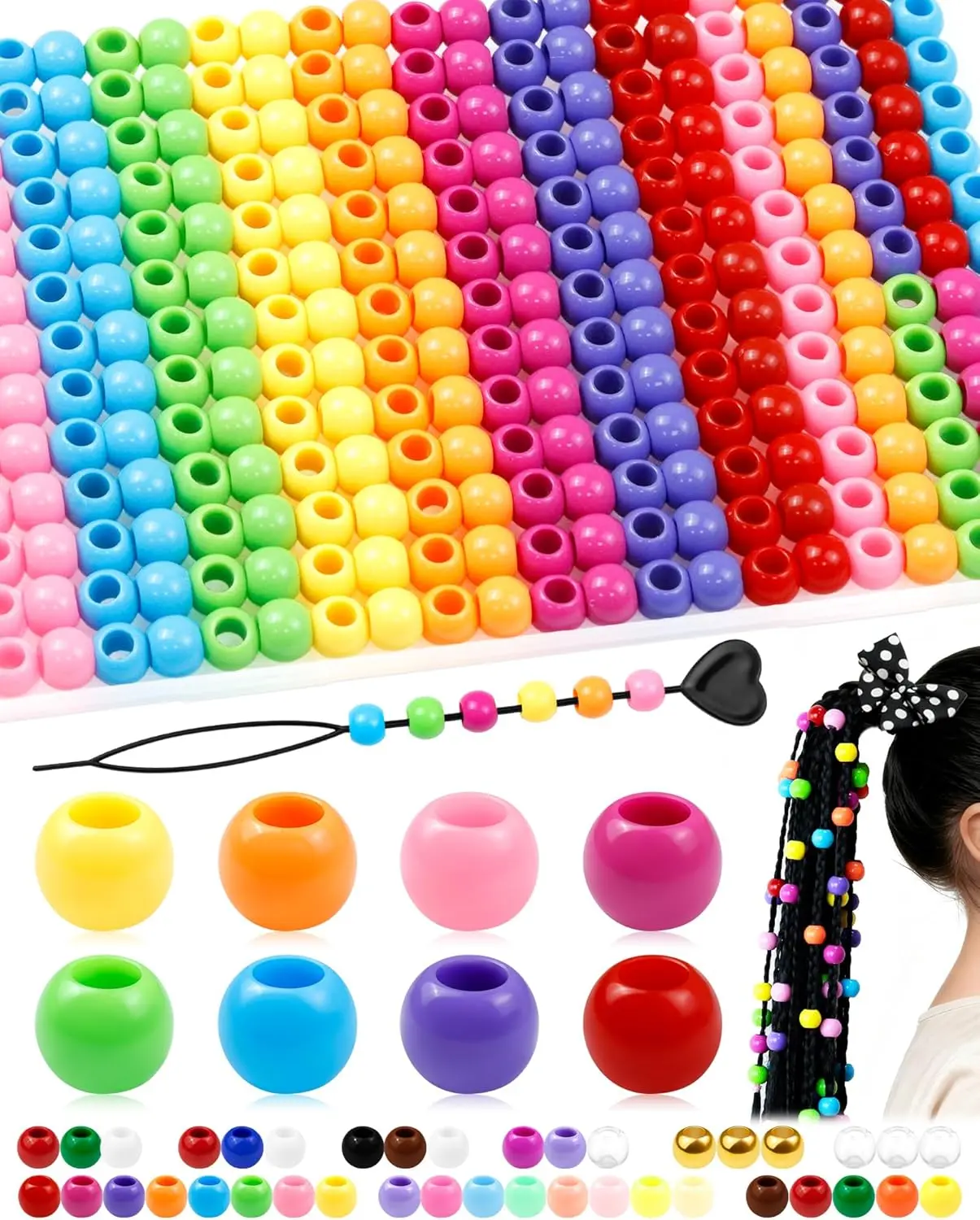 Pack Of 200 Colorful Plastic Hair Beads And Clips for Summer Hairstyles, Perfect for Women And, Ideal for Braids And Hair Additions
