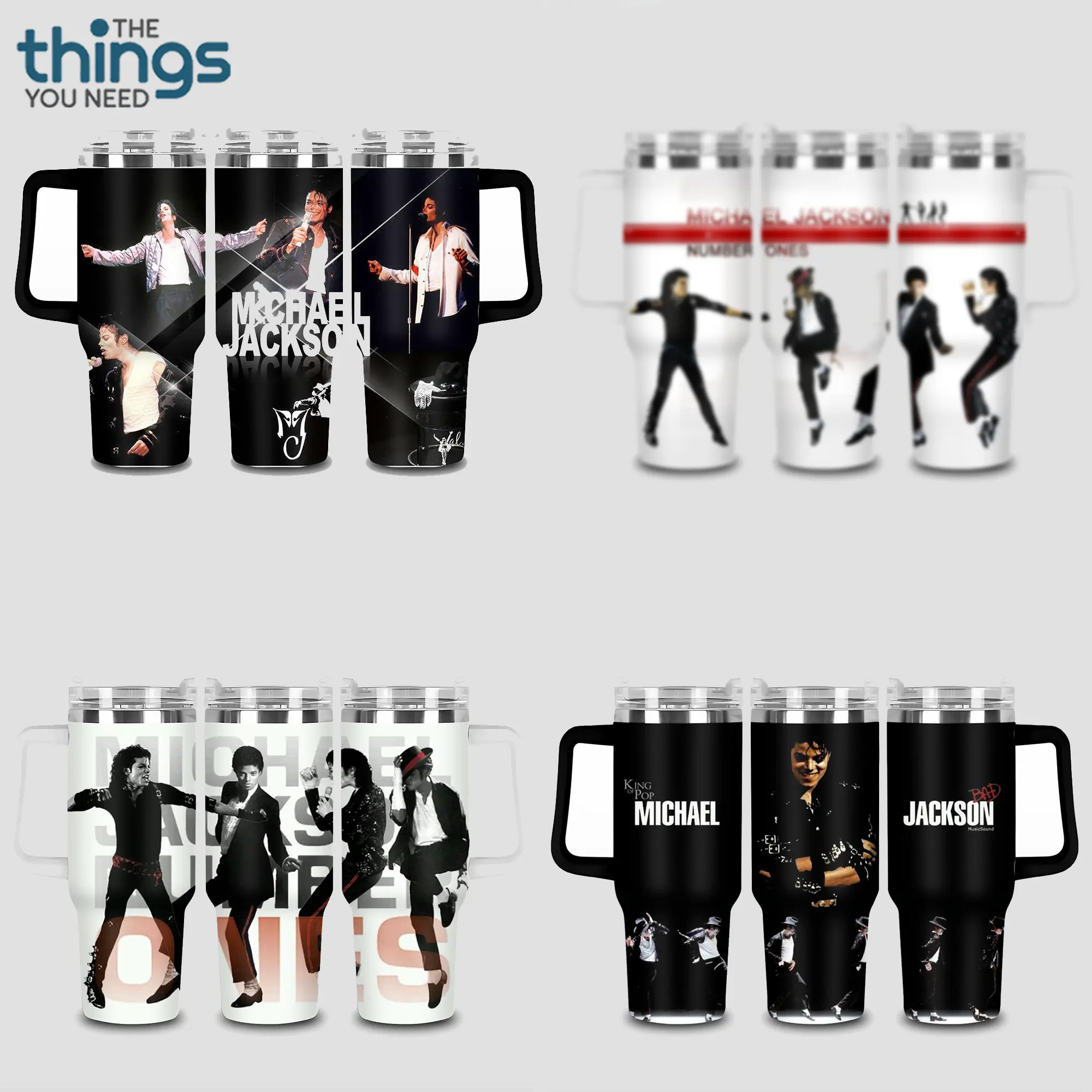 [Collection] Michael Jackson BAD Era 20oz - 40oz With Handle Tumbler, King Of Pop Stainless Steel Tumbler, Iconic Music Legend Drinkware, Retro Dance Performance Design, MJ Fan Gift, Perfect Gift For Pop Music Lovers