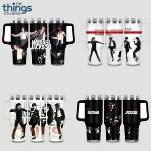 [Collection] Michael Jackson BAD Era 20oz - 40oz With Handle Tumbler, King Of Pop Stainless Steel Tumbler, Iconic Music Legend Drinkware, Retro Dance Performance Design, MJ Fan Gift, Perfect Gift For Pop Music Lovers