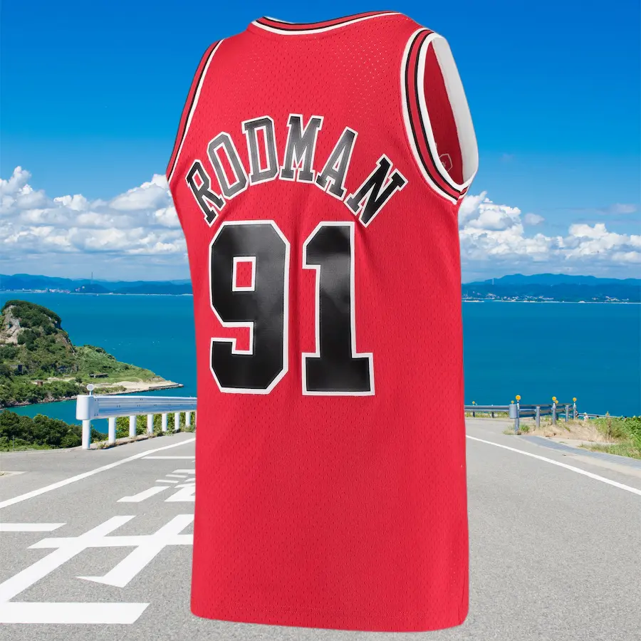 Dennis Rodman Men's Classic-Design Sleeveless stitched Retro Basketball Jerseys 1997-98 Red shirt