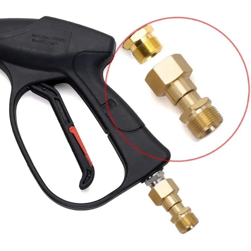 360° Rotation Brass Pressure Washer Swivel Fitting Connector, M22 14mm-15mm Thread Accessory, Leak-Proof 'O' Ring Seal, Prevents Leak, Car Wash Nozzle for Hose-Powered Pressure Washers