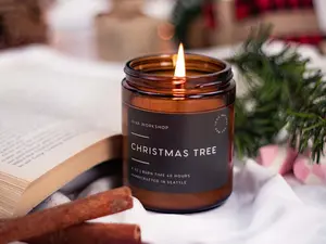 Candle Hand-Poured Soy Wax Candles in Amber Jars | Christmas Candle | Winter Scented Candle Housewarming Gift