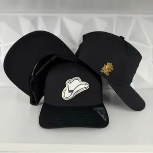 White sombrero plate SnapBack hat-black