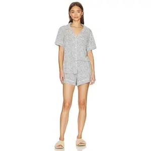 eberjey Gisele Printed Relaxed Short Pajama Set in Seashell Navy
