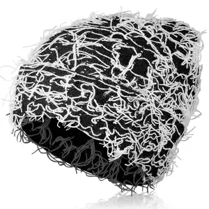 Distressed Knitted Beanie Fuzzy Winter Hats Thick Warm Beanies Snow Hats Skull for Women Men Outdoor Ski Knit Cap