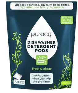Puracy Dishwasher Pods, Natural Dishwasher Detergent, Free & Clear Dish tabs - Enzyme-Powered, Spot & Residue Free - TikTok Trend Items, Must Haves...