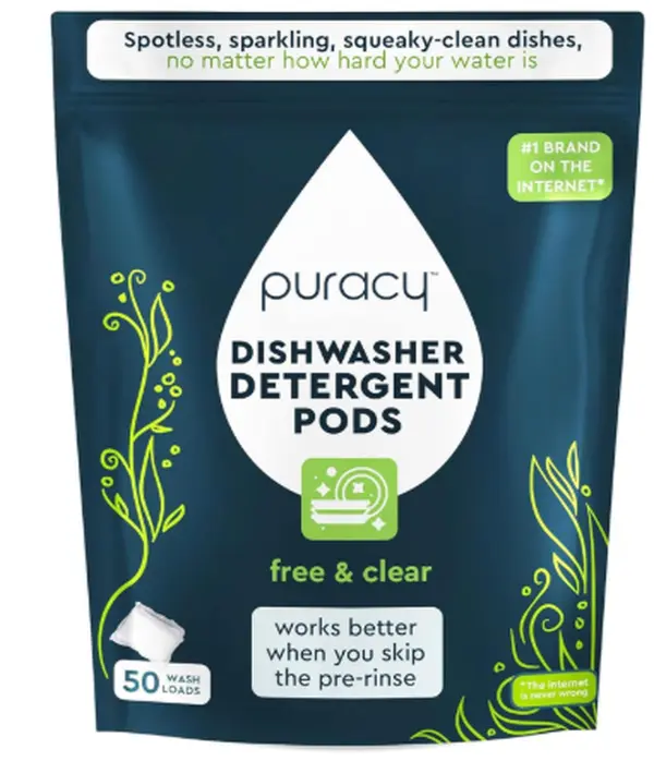 Puracy Dishwasher Pods, Natural Dishwasher Detergent, Free & Clear Dish tabs - Enzyme-Powered, Spot & Residue Free - TikTok Trend Items, Must Haves...