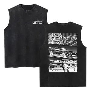 JDM Style Supra Vintage Tank 90s Graphic Sleeveless Tank Tops Men Vest Streetwear Outfits Men Vacation Outfits Sleeveless Shirt