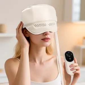 Head Massager Scalp Rechargeable, Massager Airbag for Head, Relief Cap Temple Massager with,Heated Eye Mask, Head Wrap Massage Tool,Insomnia Pressure Relief Device, Perfect Present for Deep Relaxation & Stress Relief Great Gift for Man/Woman