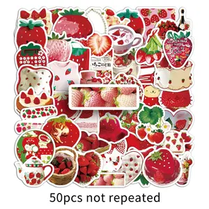 50 Sheets Strawberry Style Graffiti Stickers, Cute DIY Phone Case Water Bottle Stickers, Party Decor, Ideal Gift