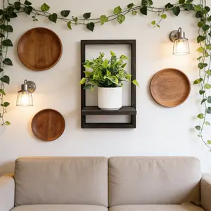 Wall-Mounted Plant Rack, Space-Saving Wood Indoor Plant Shelf, Home Decor, Succulent Display, Herb Showcase, Floating Shelves