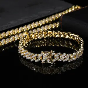 Luxury 9mm Cuban Link CZ Bracelet, Minimalist Iced Out Hip Hop Jewelry for Couples, Ideal Birthday Gift