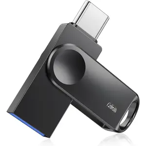 128GB Dual USB Type C +A Flash Drive 2-in-1 OTG USB 3.0 Thumb Drive Metal UDP  Swivel Design Portable for PC Laptop Tablet Android Smartphone  15 and More, Black