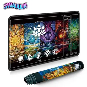 Stained glass five-element game mat, large desktop game mat, suitable for MTG, TCG, and desktop games, perfect gift for card game and tabletop game enthusiasts