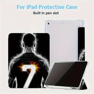 Football Star Design Case for iPad - Ultra-Thin TPU Foldable Cover with Adjustable Stand, Auto Sleep/Wake, Full Screen Protection & Soft Rear Cover for iPad Pro/Air/Mini (Multiple Sizes) |   Lightweight Protective Case for Bed, Couch, Travel, Cute Case fo